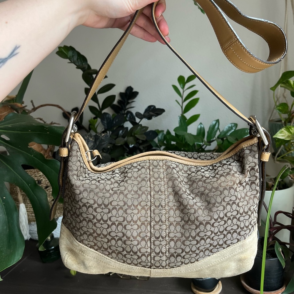 Coach Tan Bag with Signature Design